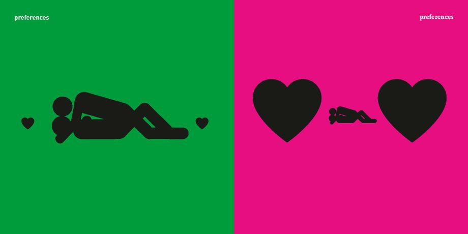 A pictogram illustrating different expectations for men and women in a relationship