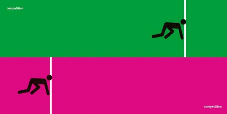 A pictogram depicting gender differences in competitive scenarios